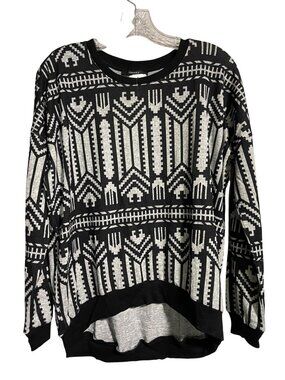 Forever 21 Knit Sweater Womens S Black White Southwestern boho grunge festival